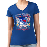 NHL New York Rangers G-III 4Her by Carl Banks Women's Super-Slim Fit Lightweight Flower Logo V-Neck T-Shirt - Blue
