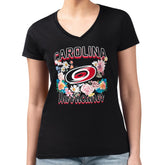 NHL Carolina Hurricanes G-III 4Her by Carl Banks Women's Super-Slim Fit Lightweight Flower Logo V-Neck T-Shirt - Black