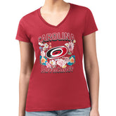 NHL Carolina Hurricanes G-III 4Her by Carl Banks Women's Super-Slim Fit Lightweight Flower Logo V-Neck T-Shirt - Red