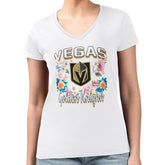 NHL Vegas Golden Knights G-III 4Her by Carl Banks Women's Super-Slim Fit Lightweight Flower Logo V-Neck T-Shirt - White