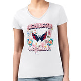 NHL Washington Capitals G-III 4Her by Carl Banks Women's Super-Slim Fit Lightweight Flower Logo V-Neck T-Shirt - White