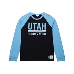 NHL Utah Hockey Club Mitchell & Ness Legendary Slub Long Sleeve Raglan T-Shirt - Black/Light Blue