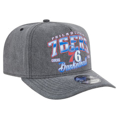 Philadelphia 76ers Throwback Washed Pre-Curved 9FIFTY Snapback Hat Charcoal