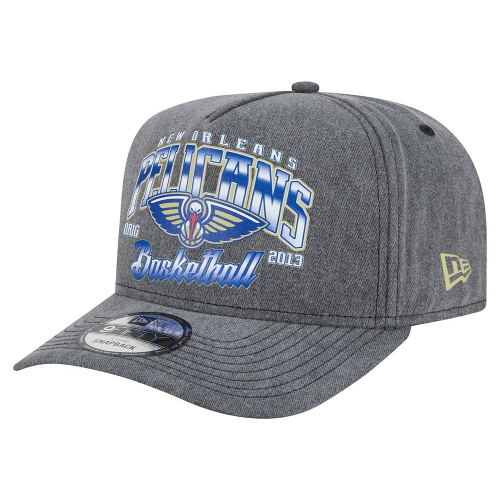 New Orleans Pelicans Throwback Washed Pre-Curved 9FIFTY Snapback Hat Charcoal