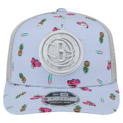 Brooklyn Nets Adventure Aloha Pattern 9SEVENTY Stretch-Snap Hat Light Blue/Gray