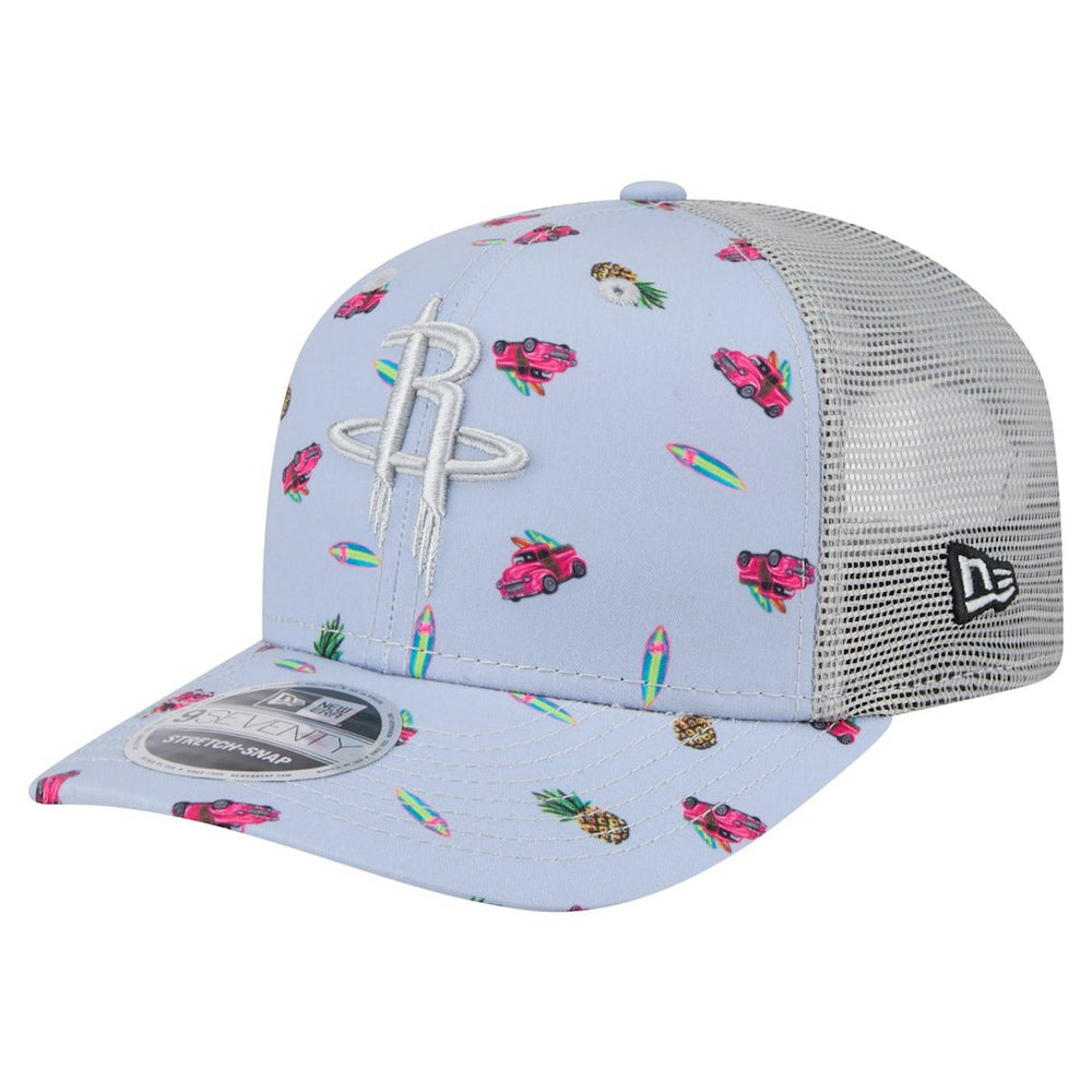 Houston Rockets Adventure Aloha Pattern 9SEVENTY Stretch-Snap Hat Light Blue/Gray