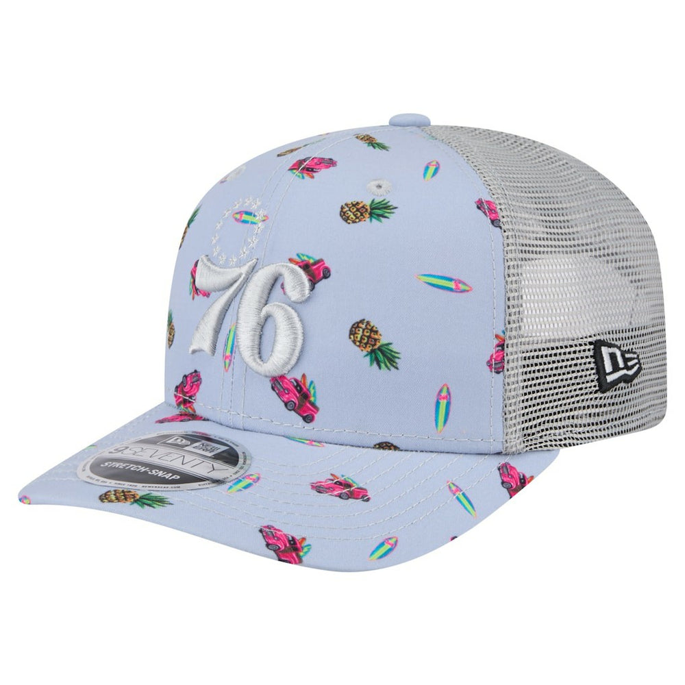 Philadelphia 76ers Adventure Aloha Pattern 9SEVENTY Stretch-Snap Hat Light Blue/Gray