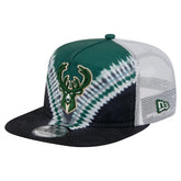 Milwaukee Bucks Throwback Dye Golfer Snapback Hat Black/Hunter Green
