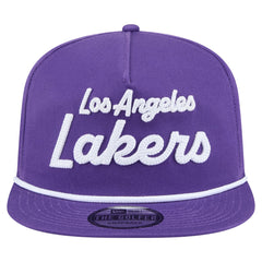 Los Angeles Lakers Team Text Golfer Snapback Hat Purple