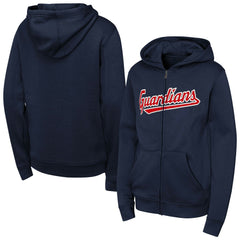 Cleveland Guardians Youth Wordmark Fleece Full-Zip Hoodie - Navy Hoodies