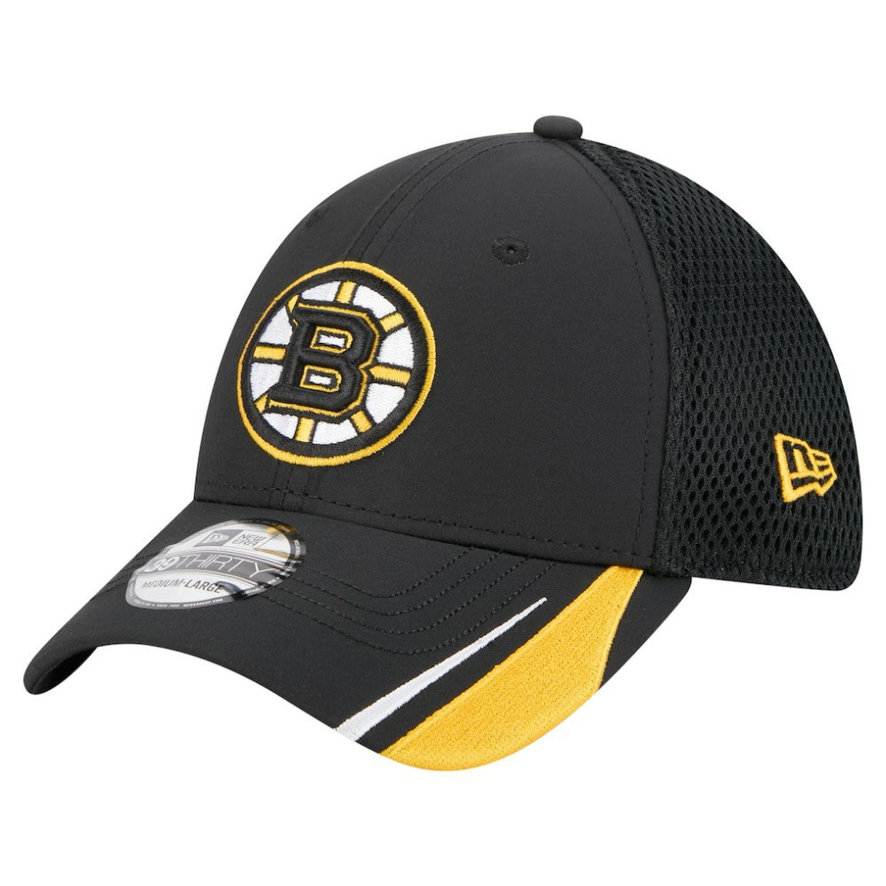 NHL Boston Bruins New Era Linear Featherweight 39THIRTY Flex Hat - Black