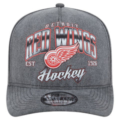 NHL Detroit Red Wings New Era Throwback Washed A-Frame Pre-Curved 9FIFTY Snapback Hat - Charcoal