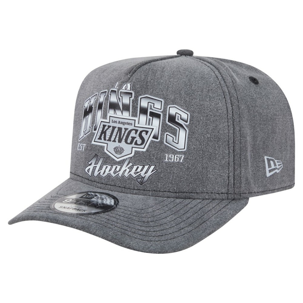 NHL Los Angeles Kings New Era Throwback Washed A-Frame Pre-Curved 9FIFTY Snapback Hat - Charcoal