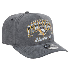 NHL Pittsburgh Penguins New Era Throwback Washed A-Frame Pre-Curved 9FIFTY Snapback Hat - Charcoal