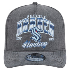 NHL Seattle Kraken New Era Throwback Washed A-Frame Pre-Curved 9FIFTY Snapback Hat - Charcoal