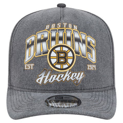 NHL Boston Bruins New Era Throwback Washed A-Frame Pre-Curved 9FIFTY Snapback Hat - Charcoal