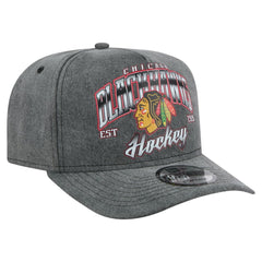 NHL Chicago Blackhawks New Era Throwback Washed A-Frame Pre-Curved 9FIFTY Snapback Hat - Charcoal