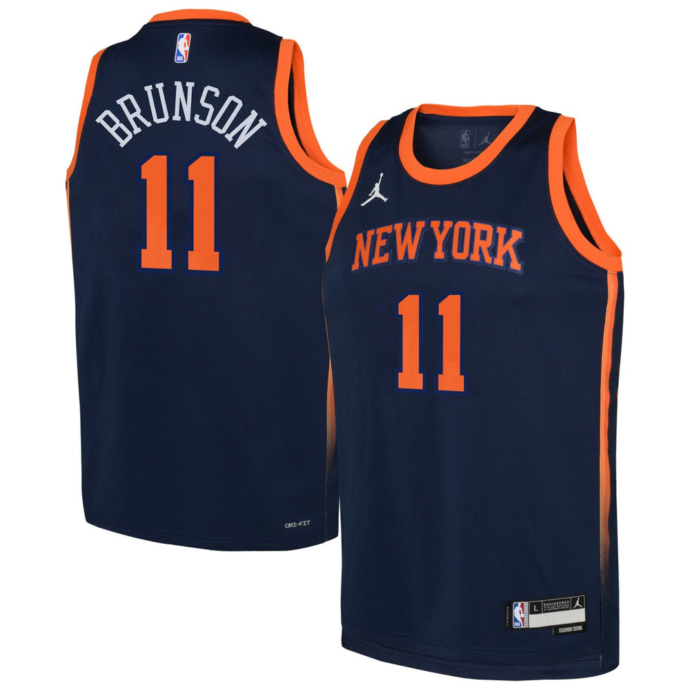 NBA Jalen Brunson New York Knicks Jordan Brand Youth Swingman Jersey - Statement Edition - Navy for sale