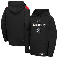 Baltimore Orioles Nike Youth City Connect Authentic Collection Performance Pullover Hoodie - Black Hoodies