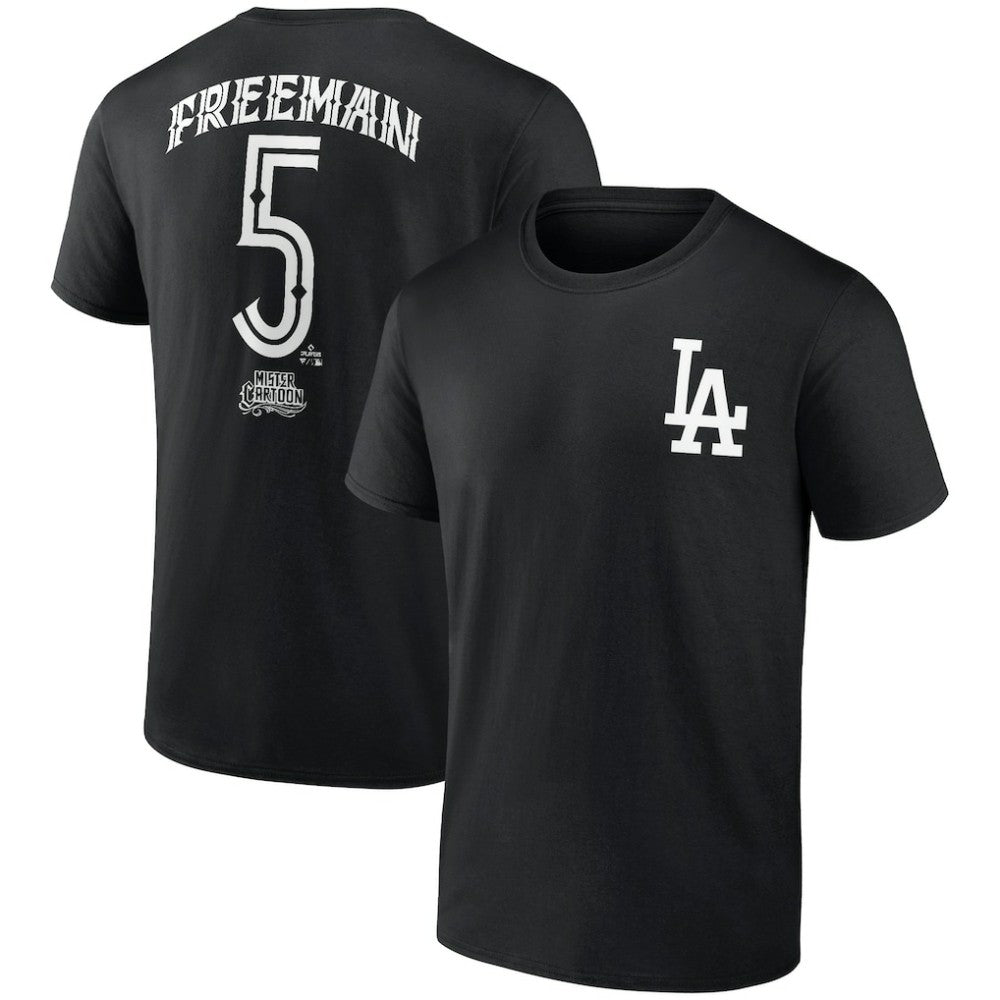Freddie Freeman Los Angeles Dodgers Mister Cartoon Name & Number T-Shirt - Black T-shirts
