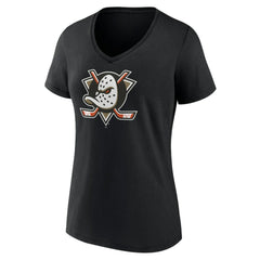 NHL Anaheim Ducks Women's Primary Logo V-Neck T-Shirt – Black