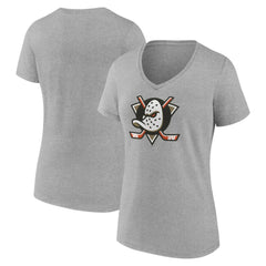 NHL Anaheim Ducks Women's Primary Logo V-Neck T-Shirt – Gray