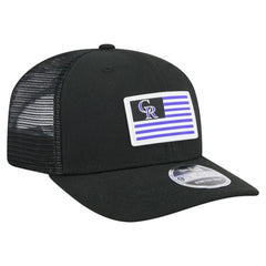Colorado Rockies New Era Flag 9SEVENTY Stretch-Snap Hat - Black Hats
