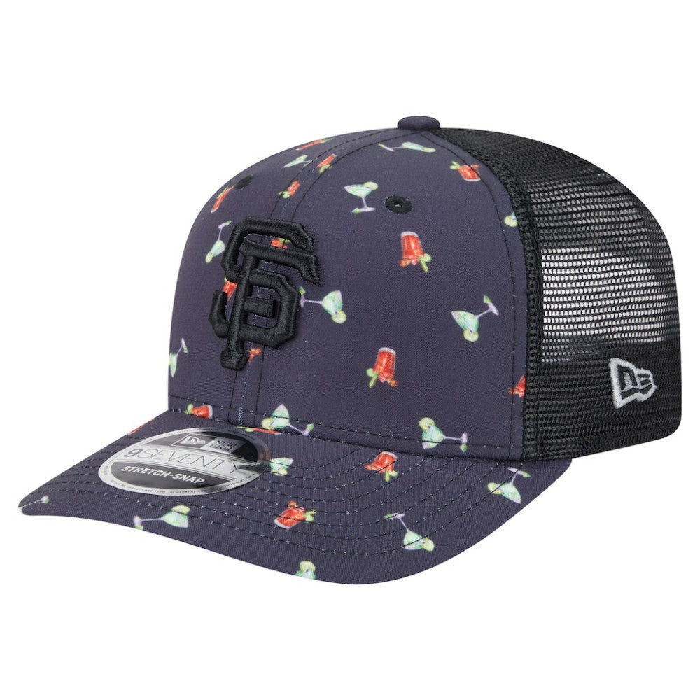 San Francisco Giants New Era Adventure Drinks Pattern 9SEVENTY Stretch-Snap Hat - Black Hats
