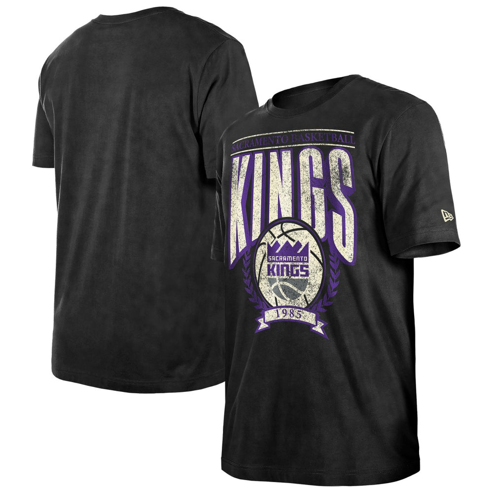 Sacramento Kings Throwback Vintage Boxy Mineral Wash T-Shirt Black
