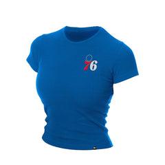 Philadelphia 76ers Women's Leisure Collection Baby Doll Cropped T-Shirt Blue