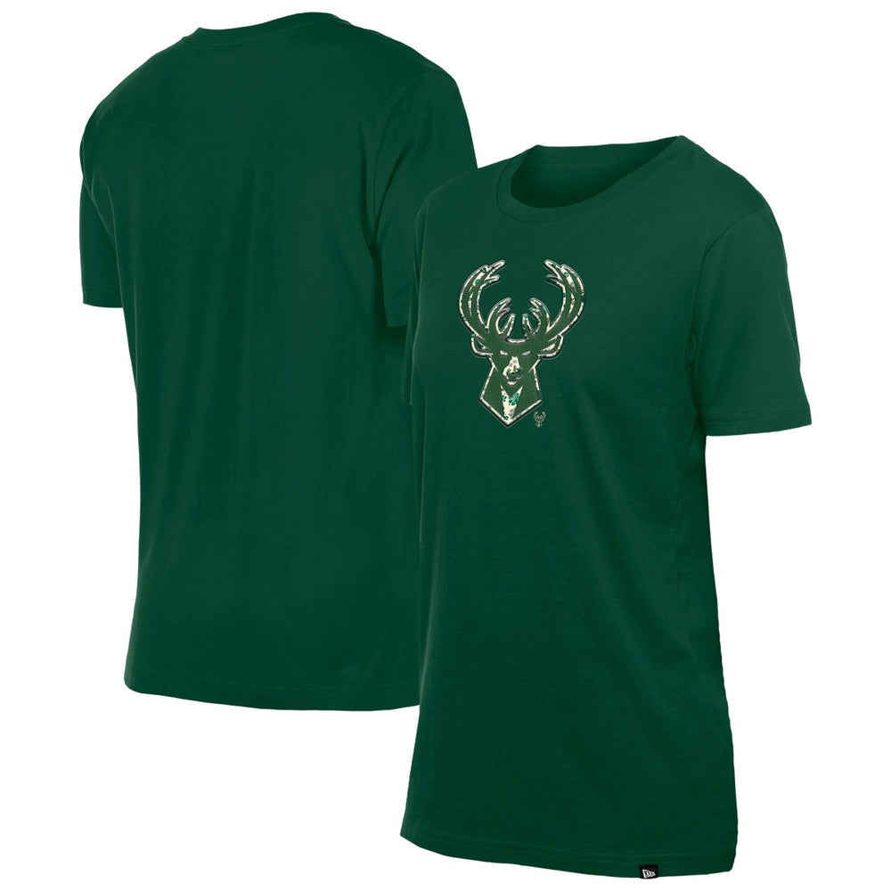 Milwaukee Bucks Women's Glam Game Flower T-Shirt Hunter Green