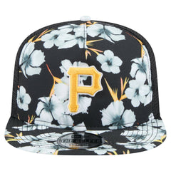 Pittsburgh Pirates New Era Adventure Pattern Golfer Trucker Snapback Hat - Black Hats
