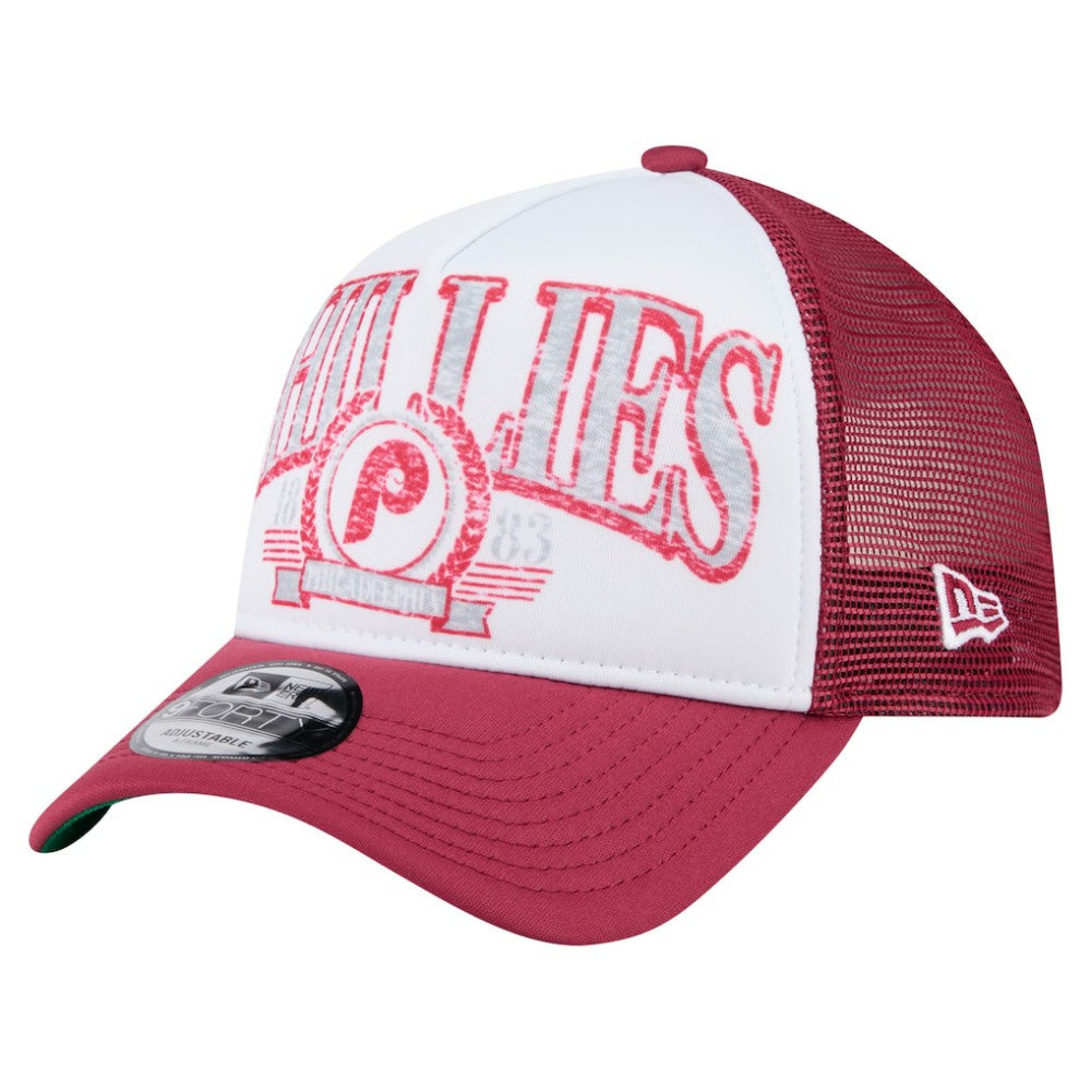 Philadelphia Phillies New Era Distressed 9FORTY A-Frame Adjustable Trucker Hat - Red Hats