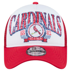 St. Louis Cardinals New Era Distressed 9FORTY A-Frame Adjustable Trucker Hat - White Hats