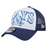 Tampa Bay Rays New Era Distressed 9FORTY A-Frame Adjustable Trucker Hat - Navy Hats