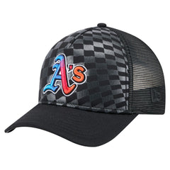 Athletics New Era Gradient 9FORTY A-Frame M-Crown Trucker Adjustable Hat - Black Hats