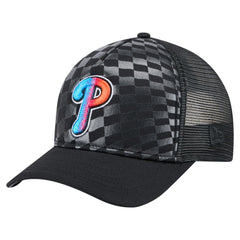Philadelphia Phillies New Era Gradient 9FORTY A-Frame M-Crown Trucker Adjustable Hat - Black Hats