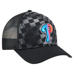 Philadelphia Phillies New Era Gradient 9FORTY A-Frame M-Crown Trucker Adjustable Hat - Black Hats