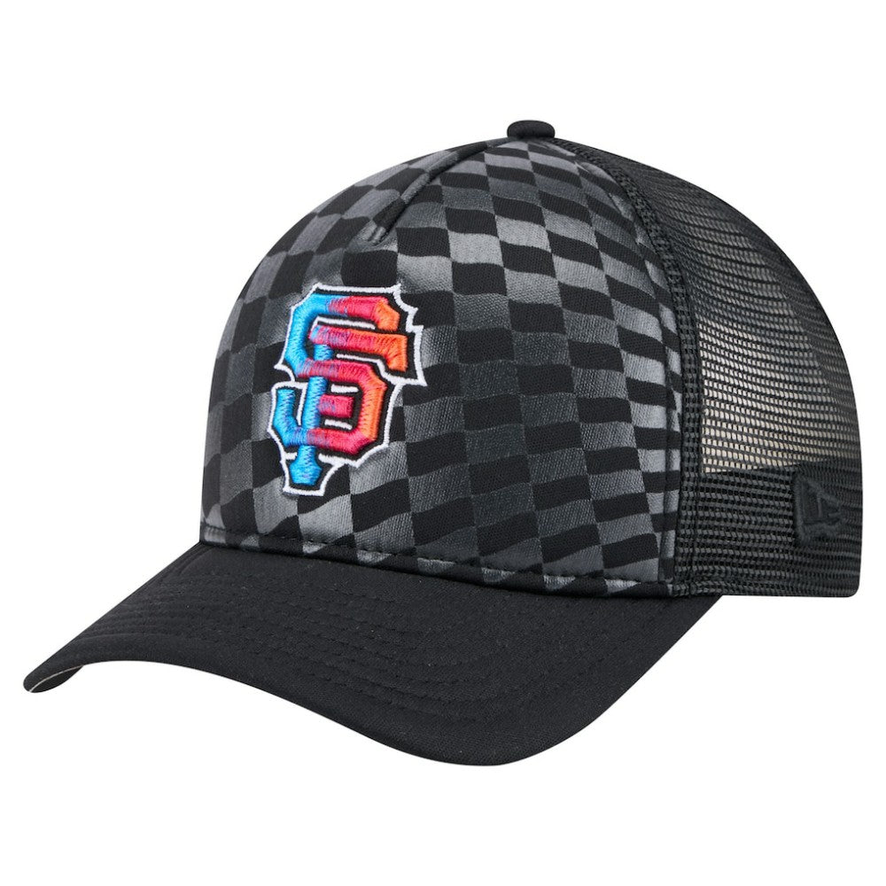 San Francisco Giants New Era Gradient 9FORTY A-Frame M-Crown Trucker Adjustable Hat - Black Hats