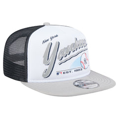 New York Yankees New Era Retro Script Trucker 9FIFTY Snapback Hat - White/Gray Hats