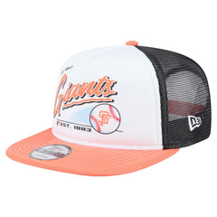 San Francisco Giants New Era Retro Script Trucker 9FIFTY Snapback Hat - White/Orange Hats