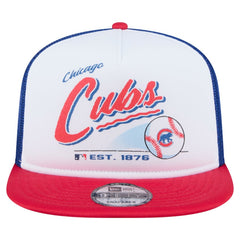 Chicago Cubs New Era Retro Script Trucker 9FIFTY Snapback Hat - White/Red Hats