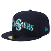 Seattle Mariners New Era Overlap 59FIFTY Fitted Hat - Navy Hats