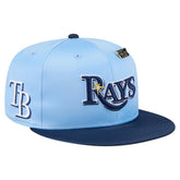 Tampa Bay Rays New Era Satin 59FIFTY Fitted Hat - Light Blue/Navy Hats