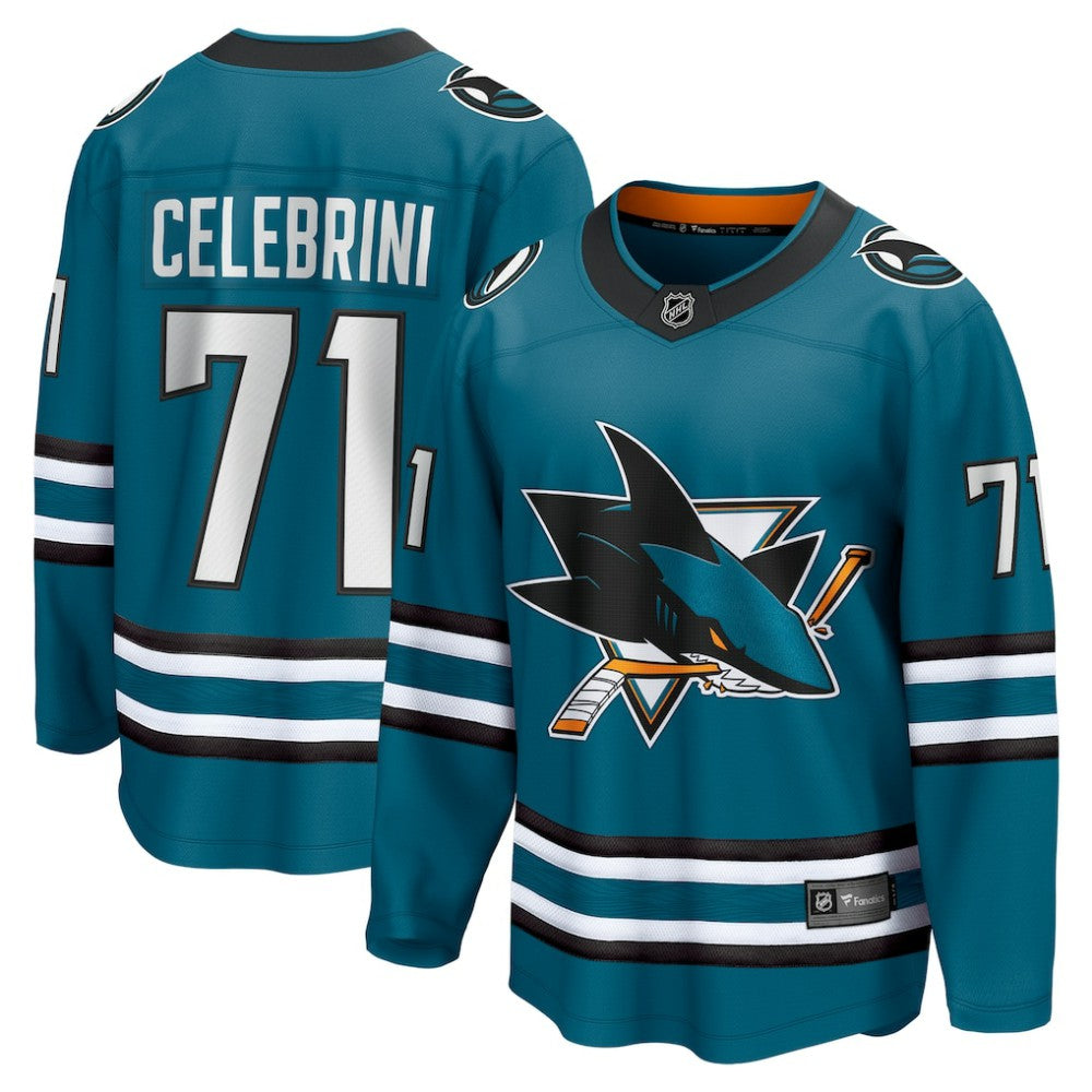NHL Macklin Celebrini San Jose Sharks Fanatics Home Breakaway Jersey �Teal