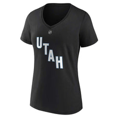 NHL Clayton Keller Utah Mammoth Fanatics Women's Authentic Stack Name & Number V-Neck T-Shirt - Black