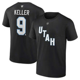 NHL Clayton Keller Utah Mammoth Fanatics Authentic Stack Name & Number T-Shirt - Black
