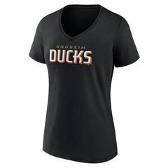 NHL Anaheim Ducks Women's Wordmark V-Neck T-Shirt – Black