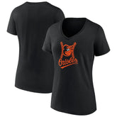 Baltimore Orioles Women's Fastball V-Neck T-Shirt - Black T-shirts
