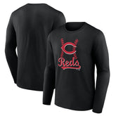 Cincinnati Reds Fastball Long Sleeve T-Shirt - Black T-shirts